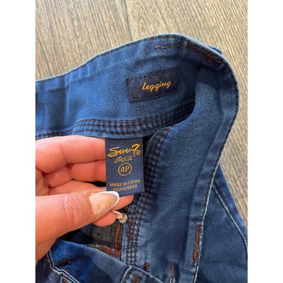 Seven7 Legging Jeans Mid Rise Denim Stretch Cotton Blend Dark Wash Blue Size 4P - Picture 7 of 11
